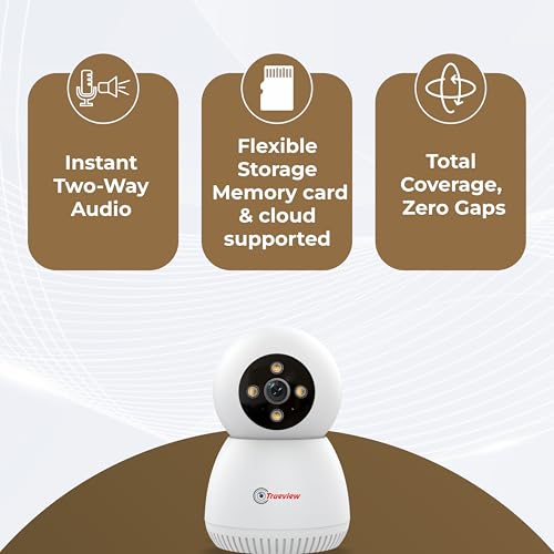 Image of Trueview 3MP WiFi Robot Security Camera with 360 Rotation | All Time Color Night Vision | Smart Tracking | Two Way Audio | Alexa Compatible | 256GB SD Card Support | STQC Certified