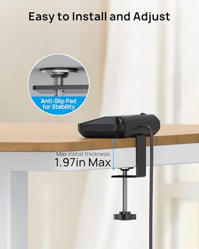 TROND Desk Clamp Power Bar Surge Protector with PD 20W USB C, 6 Outlets Desktop Charging Station, 6ft Flat Plug Extension Cord Indoor, Fit 1.97" Tabletop Edge, ETL Listed, Home Off image 5