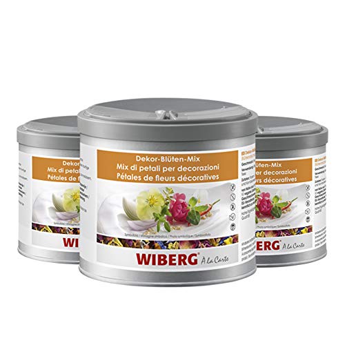 Wiberg Dekor-Blüten-Mix Rosen-, sonnen-, Ringel- und Kornblumenblüten, 3er Pack