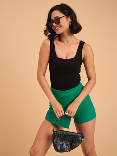 Image of barcino Beige Ribbed Square Neck Tank Top