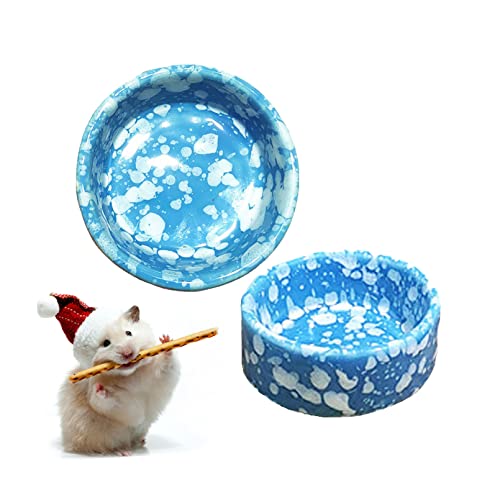 Kathson 2 Pcs Hamster Food Bowl Guinea Pig Ceramic Water Bowl Small Animal Feeding Dish For Dwarf Hamster Gerbil Syrian Ferret Hedgehog Chinchilla Bunny (Blue)… #TOP16