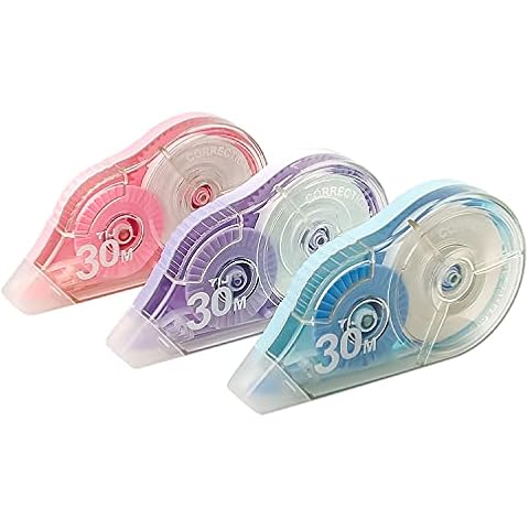 Her Kindness Correction Tape 3 Pack Correction Tape Roller, 5mm x 30m Correction Mouse, White Out Tape Correction for Staff Working in The Office and Students (Random Color) Cover