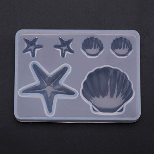 ruiruiNIE Molde de Silicona Concha de mar Estrella de mar DIY Resina epoxi fabricación de Joyas Colgante decoración de Pastel Espejo Cristal artesanías Regalos Cover