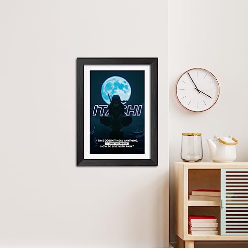 Image of TenorArts Itachi Uchiha Poster Naruto Anime Quotes Laminated Photo Frame Painting with Matt Finish Black Textures (12 inches x 9inches)