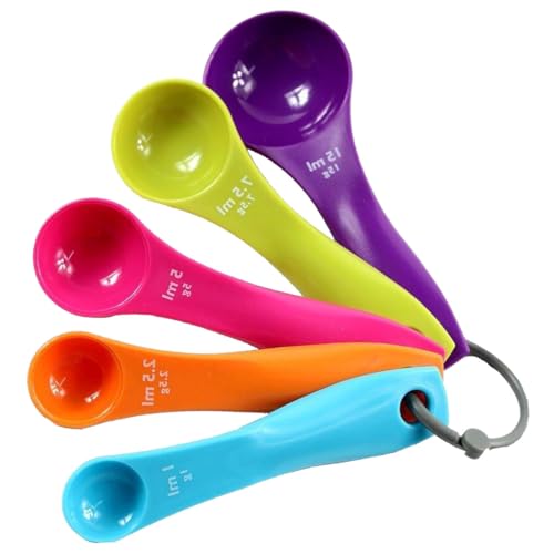 FDCGAS cucharas medidoras - Juego de cucharas medidoras, 5 cucharas medidoras de Colores con Diferentes capacidades, medidoras de plástico para Herramientas de medición de líquidos y Polvos