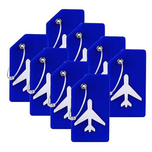 Image of 8 Pack Silicone Luggage Tag for Suitcases with Stainless Loop, TSA Approved, Privacy Protection Travel Essentials Bag Tags by Gostwo, Blue