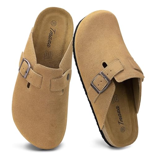 Tmaza Clogs Damen Pantoletten Wildleder Geschlossen Hausschuhe Rutschfester Komfort Kartoffelschuhe für Frauen Braun 40 EU Tmaza Clogs Damen Pantoletten Wildleder Geschlossen Hausschuhe Rutschfester Komfort Kartoffelschuhe für Frauen Braun 40 EU