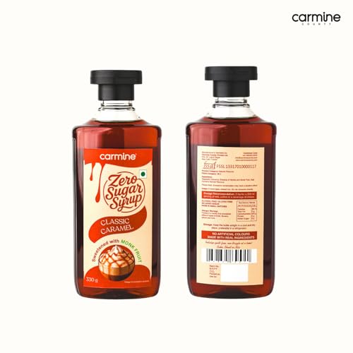 Image of Carmine Zero Sugar Classic Caramel Syrup - 330g | New & Improved Recipe | Sweetened with Pure Monk Fruit | Natural, Plant-Based Sweetener | No Added Sugar