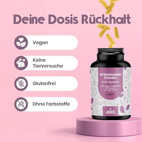 Artischockenextrakt Hochdosiert - 400 Kapseln - 2.400 mg pro Tagesdosis davon 60mg Cynarin - - Artischocken Extrakt hochdosiert, Artischocke - Vegan und produziert in Deutschland – Bild 5