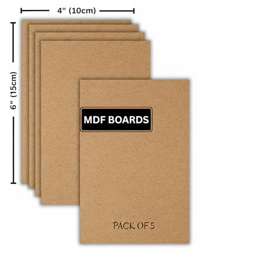 Image of ArtzFolio MDF Board 2.1mm Thick Cutout Sheets for DIY Art Craft Project | Unfinished Sides Engineered Wood Blanks for Paintings, Laser, Engraving | 4x6 inch (10x15 cms) | Pack of 5