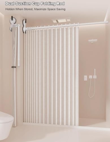 Rideau de douche et tringle pliables pour cloison d'angle