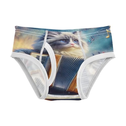 ODAWA Cat Accordion Musical Tag Free Toddler Cotton Underwear, 2T Boys Underwear