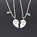 Maxforever Friendship Gifts, Weirdo 1 Weirdo 2psc Set Split Heart Pendant Necklaces BFF Gift for Best Friend (Blue Crystal)