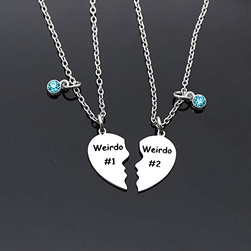 Maxforever Friendship Gifts, Weirdo 1 Weirdo 2psc Set Split Heart Pendant Necklaces BFF Gift for Best Friend3