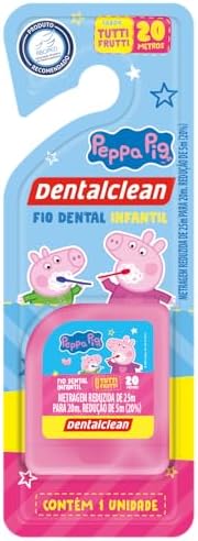 Dentalclean Fio Dental Infantil Sabor Tutti-Frutti 20m, Peppa Pig