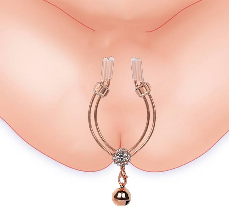 Adjustable Vaginal Clitoris Clips with Pendant Non Piercing Flirting Erotic Clit Pain Stimulation, Clitoris Teasing Clip, Silicone Tipped, Sensual Labia Stimulation Intimate Spreader for Couples