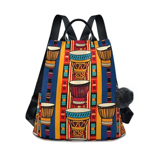 Sac à dos femme tribal africain à pompon grand volume logeable