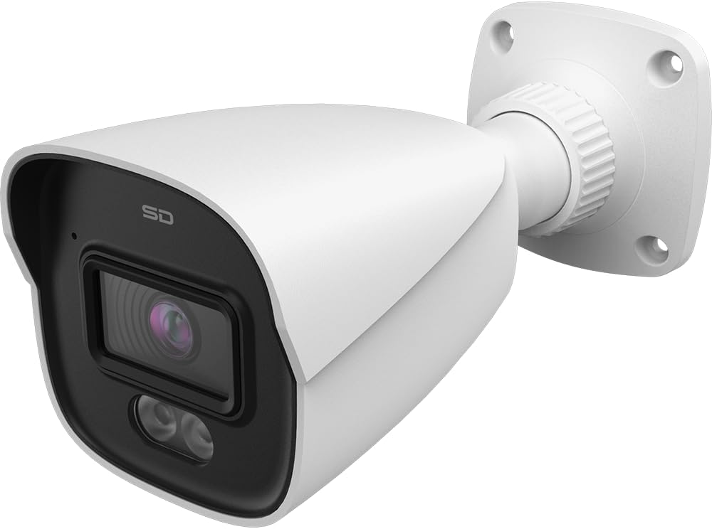 6MP PoE Network Bullet Camera IP-5IR6S4C1-28, Titanium IP Surveillance System, 2.8mm Fixed Lens, Dual Light LED & IR, Full Color Option, 98ft Night Vision, Built in Mic, Micro SD Slot, White