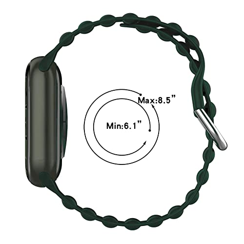 Image of TECHONTO 42mm, 44mm & 45mm Tubular & Wavy design Soft Silicone Smart Watch Strap Compatible for Watch Series SE 8 7 6 5 4 3 2 with Classic Clasp for for Men & Women (Dark Green)