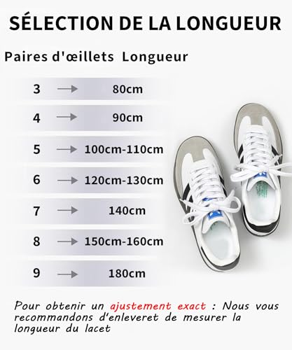 Stepace Lacets Plats Coton, Lacets Chaussures pour Baskets Blanc cassé 120 – vue 7