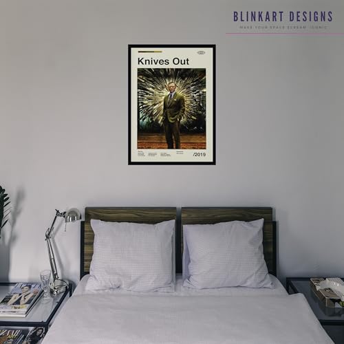 Image of BLINKART Knives Out Movie Poster Frame 8x12 Inch | Premium 300 GSM Paper Wall Print | Mid Century Vintage Film Artwork for Home, Bedroom, Living Room, Office | Framed Photo Decor