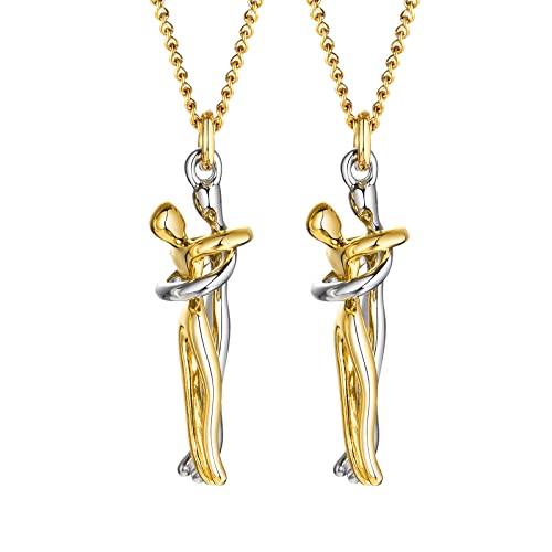 FLHEART Collana per San Valentino, con ciondolo a forma di abbraccio, per lui e per Natale, Capodanno, San Valentino, coppia, per donne, uomini, fidanzate, fidanzate, catenine, Metallo,