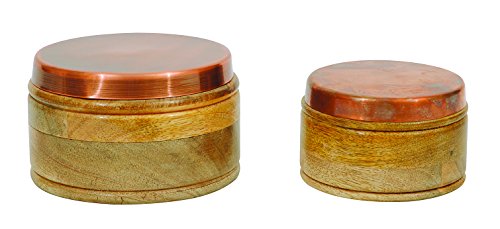 Creative Co-Op Da4647 Wood Box Set With Aluminum Lids With Copper Finish #TOP25