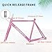 HWEVDHJ Fixed Gear Bike Frameset 700C Aluminum Alloy Racing Track Bike Frames 49/52/55/58cm C Brake Bike Frame QR 100/120mm with Fork(PinkB,58cm)