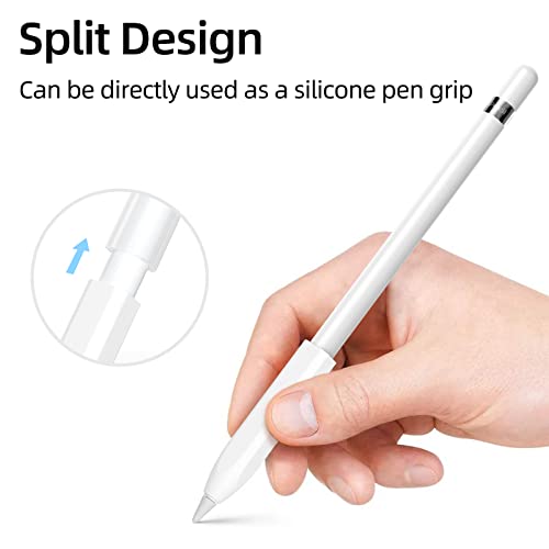 Image of Compatible with Apple Pencil 1st Generation Case, Non-Slip Silicone Case, [with 10 Silicone Nib Sleeves] for Apple Pencil 1st Generation. (White)