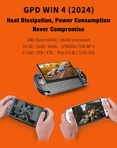 GPD Win 4 2024, Portable Handheld Game Console 6" Touchscreen 1920X1080 Mini Laptop UMPC Win 11 CPU AMD Ryzen 7 8840U 32GB LPDDR5 RAM/2TB M.2 NVMe 2280 SSD ï¼Blackï¼ - Image 3