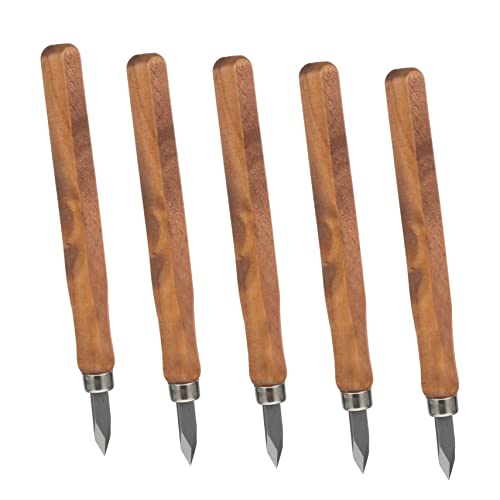 ABOOFAN 5 piezas Herramientas de Tallado Mano con Mango de Madera Sellado Cuchillas Afiladas de Doble para Marcar y Cortar Madera para Carpintería y Trabajos Manuales Precisos