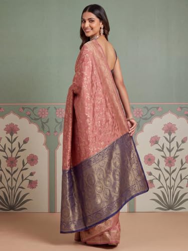 Image of AKHILAM Women's Multicolor Litchi Silk Ethnic Motif Print Saree With Unstitched Blouse Piece|sarees for women | litchi silk sarees