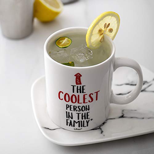 Lifver Large Coffee Mug,17 Ounces Coffee Cup With Funny Sayings, White Porcelain Mug For Coffee, Tea, Cocoa-The Coolest Person In The Family #TOP4