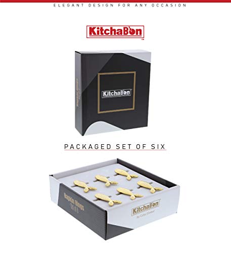 Kitchabon Gold Napkin Rings Set Of 6, Table Setting Centerpiece Decor Napkins Ring Holders, Napkin Ring Packs For Family Holiday Dinner, Fancy Banquet & Wedding Decorations For Reception- Mermaid #TOP3