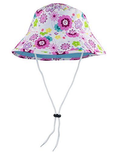 SunBusters Girls Reversible Bucket Hat (UPF 50+), Mallowberry, Large