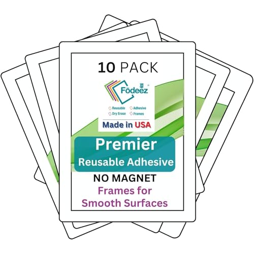 Frames - Reusable Document Holders for Smooth Surfaces - Stick, Display, and Dry Erase - 2x3 (White)