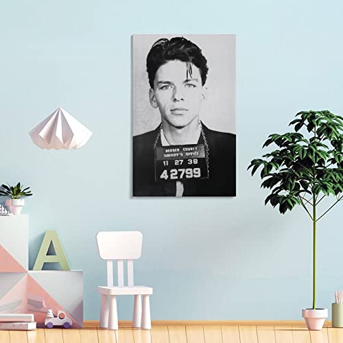 Posters Frank Sinatra Mugshot Black And White Man Portrait Wall Art Vintage Poster Canvas Prints Pictures For Living Room Bedroom Decor 20X30Inch(50X75Cm) Frame-Style #TOP3