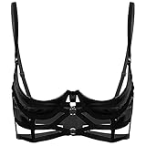 Yihuimin Damen Brustfrei BH Sexy Push Up Bra Bralette mit Bügel Frauen Verstellbare Träger Büste Hebe Erotik Dessous Reizwäsche Schwarz Schwarz M