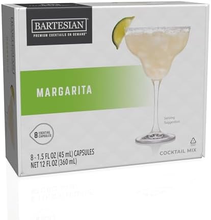 Bartesian Margarita Cocktail Mix - Cocktail Mixer Capsules for Tequila Cocktails - Mixology Cocktail Capsules to use with Bartesian Cocktail Machine - Non-Alcoholic Pods - Pack of 8