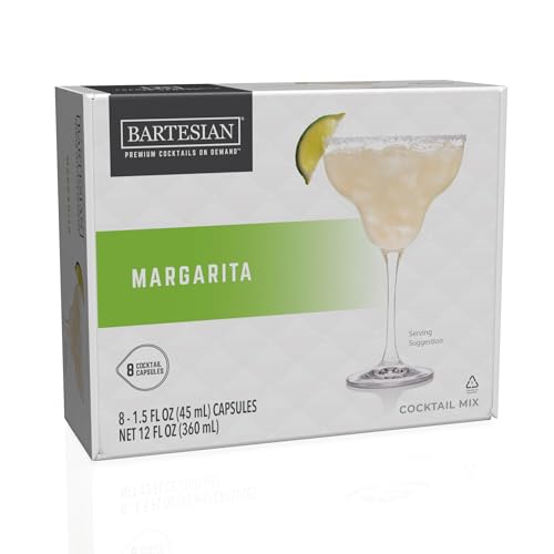 Bartesian Margarita Cocktail Mix - Cocktail Mixer Capsules for Tequila Cocktails - Mixology Cocktail Capsules to use with Bartesian Cocktail Machine - Non-Alcoholic Pods - Pack of 8