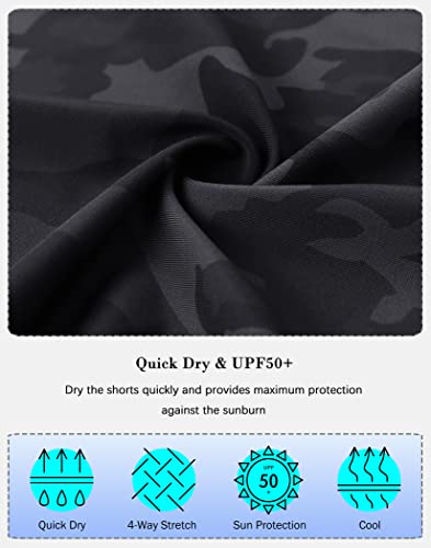 Image of SANTINY Women's High Waisted Swim Shorts with Pockets UPF50+ Long Board Swimming Shorts for Women with Liner