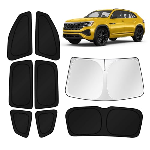 Image of KUST Car Window Shades for 2018-2025 2026 Volkswagen Atlas Accessories Windshield Sun Shade Side Rear Window Covers Sunshade Privacy Protection for Camping Blackout UV Block Full Set 8PCS