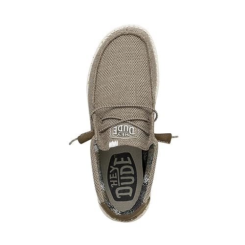 Image of HEYDUDE Men's Wally Sox Stitch Men Slip On Loafer, Sand Size 15 | Lightweight Woven Stretch Shoe with Elastic Laces