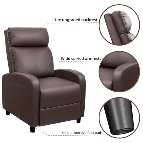 Sillón reclinable PU cuero Marrón miniatura 7