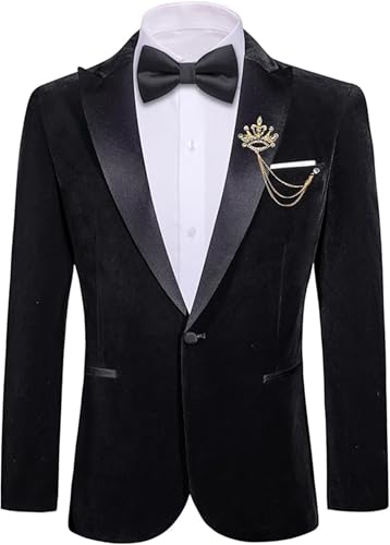 Velvet Men's Suit Jacket One Button Prom Tuxedo for Men Peaked Lapel Blazer Sports Coat for Party Wedding