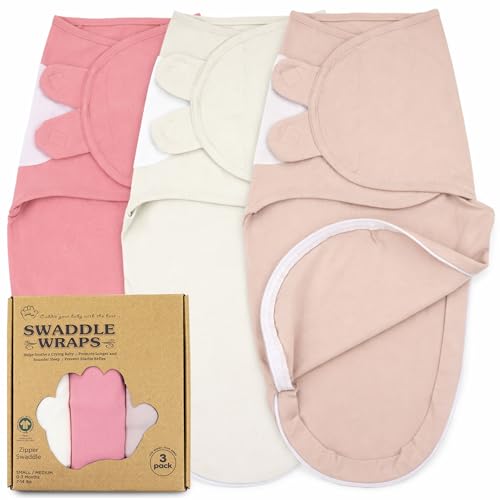 Image of Bublo Baby Organic Zipper Swaddle Sleep Sacks – 3-Pack Swaddles for Newborns 0-3 Months, Adjustable & Breathable Infant Sleep Sack, Easy Diaper Change Swaddling Blanket for Baby Girls & Boys