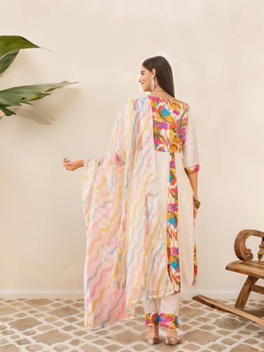 Image of ishin Floral ethnic motif embroidered kurta set with dupatta