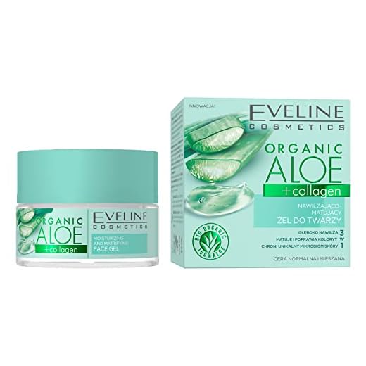 Eveline Cosmetics Organic Aloe + Collagen Gel facial hidratante mate, 50 ml
