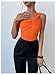 GORGLITTER Women's Twist Front One Shoulder Bodysuit Sleeveless Backless Asymmetrical Neck Tank Top Jumpsuits Burnt Orange Large