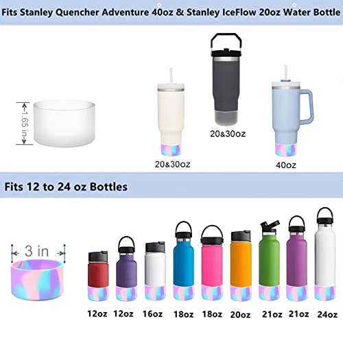 2 Pcs Protective Silicone Boot Compatible For Stanley Quencher Adventure 40Oz Tumbler & Stanley Iceflow 20Oz 30Oz,Hydrapex 40Oz,Anti-Slip Bpa Free Bottle Bottom Sleeve Cover (Clear And Three-Color) #TOP1